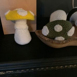 Yellow crochet mushroom